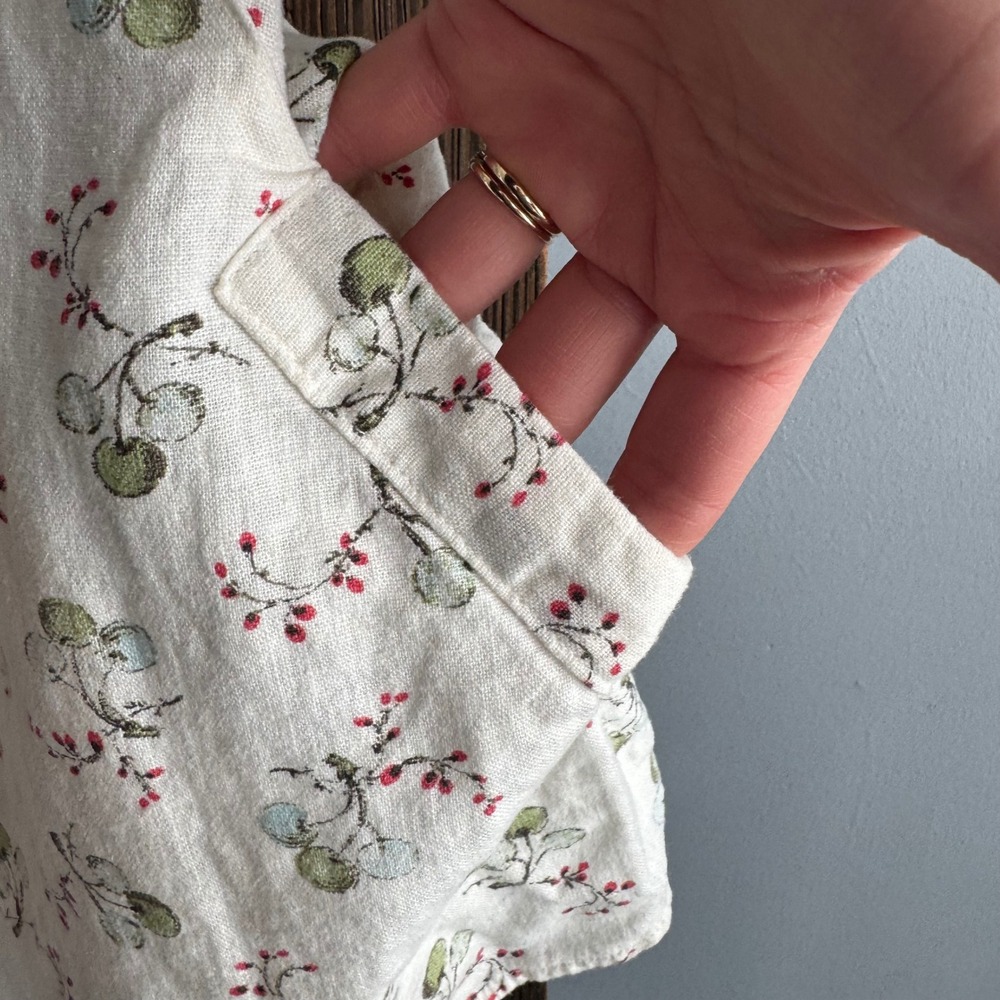 Anthropologie Womens Sz Small Floral Babydoll Top Linen Cottagecore‎ Y2K - Picture 6 of 9